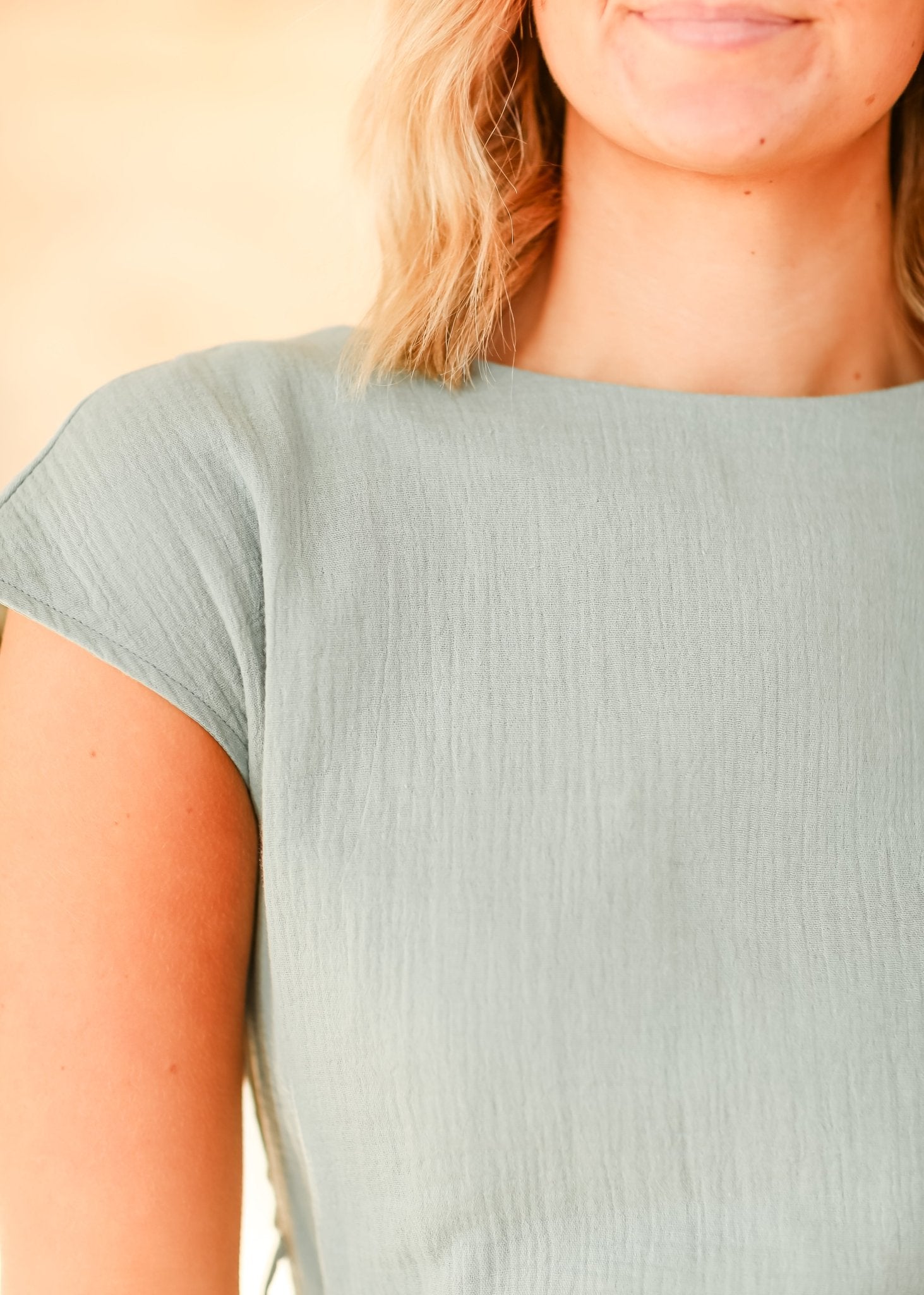 Lily Gauze Belted Midi Dress | 100% Cotton | Eucalyptus Green - Triniskies