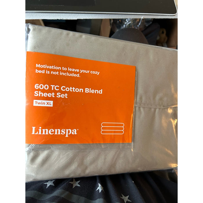 LinenSpa Twin XL / Sand Linenspa 600 TC Ultra Soft Deep Pocket Cotton Blend Sheet Set * Twin XL H106