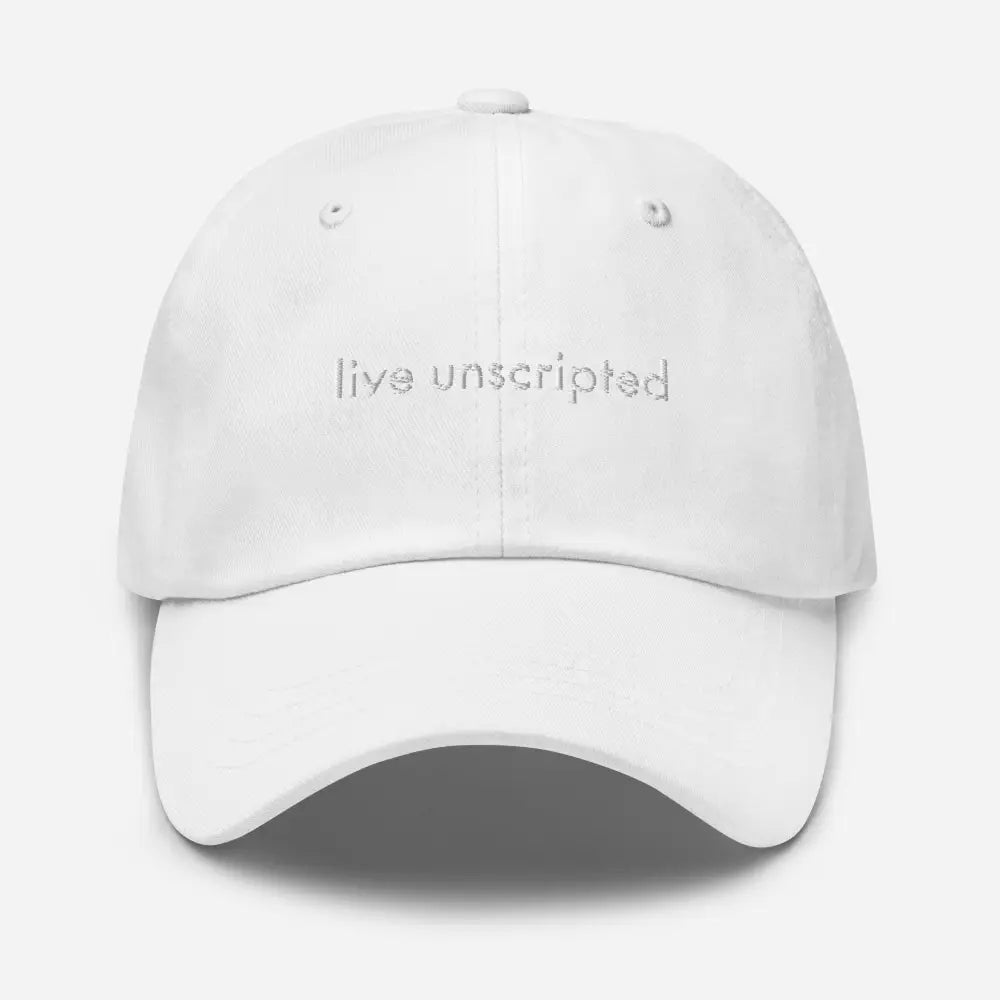 Trini Skies unscripted dad hat white vintage adjustable cap