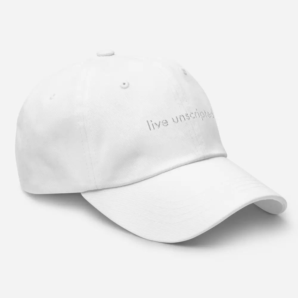 Trini Skies unscripted dad hat white vintage adjustable cap