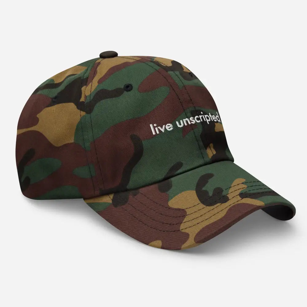 Trini Skies vintage adjustable unscripted dad hat in camo print