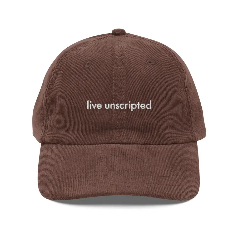 Trini Skies vintage embroidered corduroy cap with live unscripted