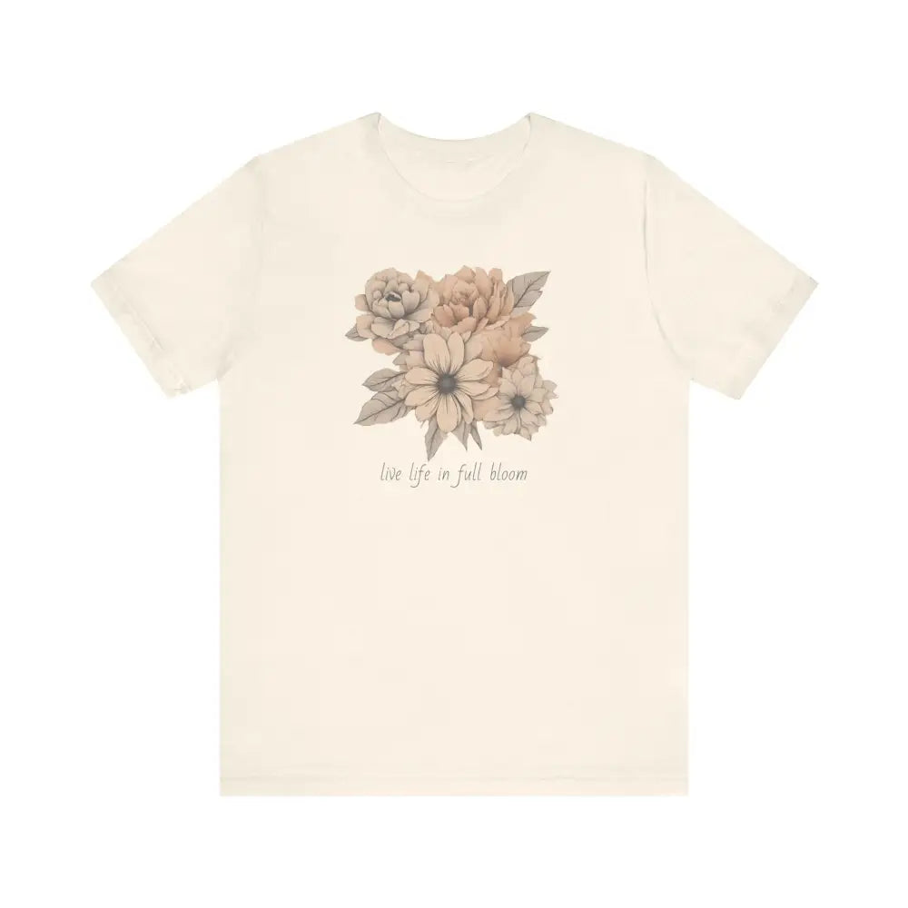Trendy floral art unisex jersey short sleeve tee in light beige