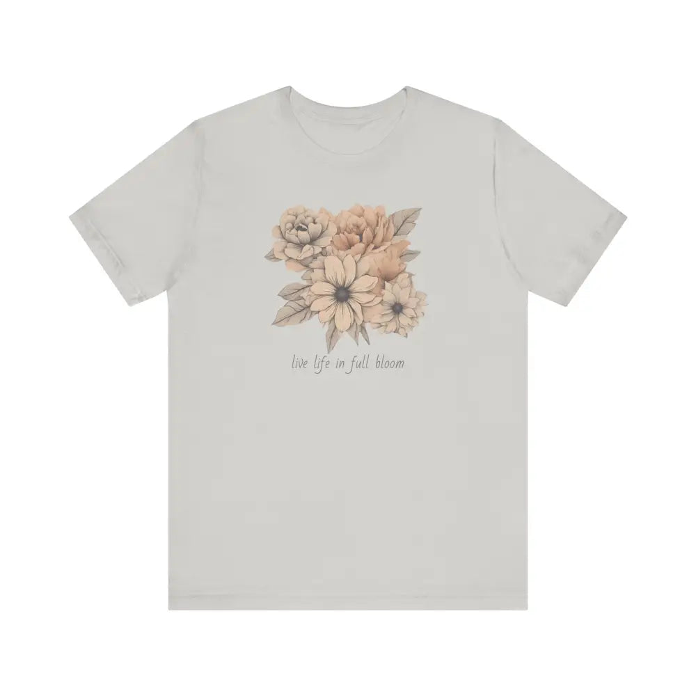 Light gray trendy floral art unisex jersey short sleeve t-shirt