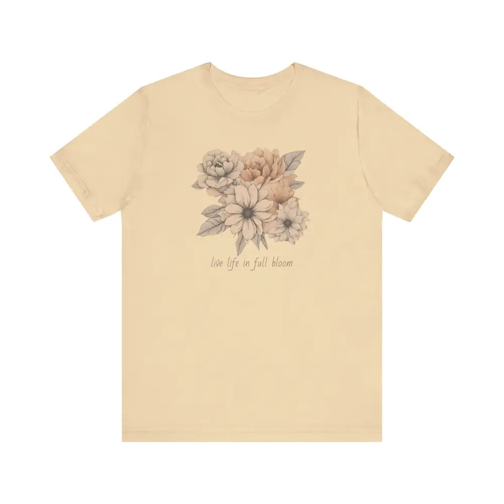Trendy floral art unisex jersey short sleeve tee in light yellow