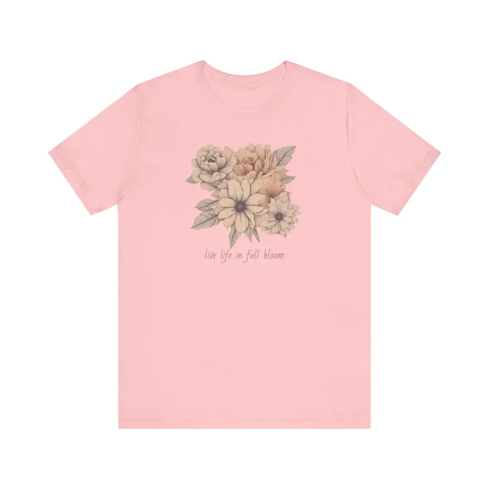 Pink trendy floral art unisex jersey short sleeve cotton t-shirt