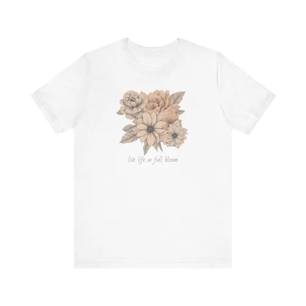 White trendy floral art unisex jersey short sleeve cotton tee