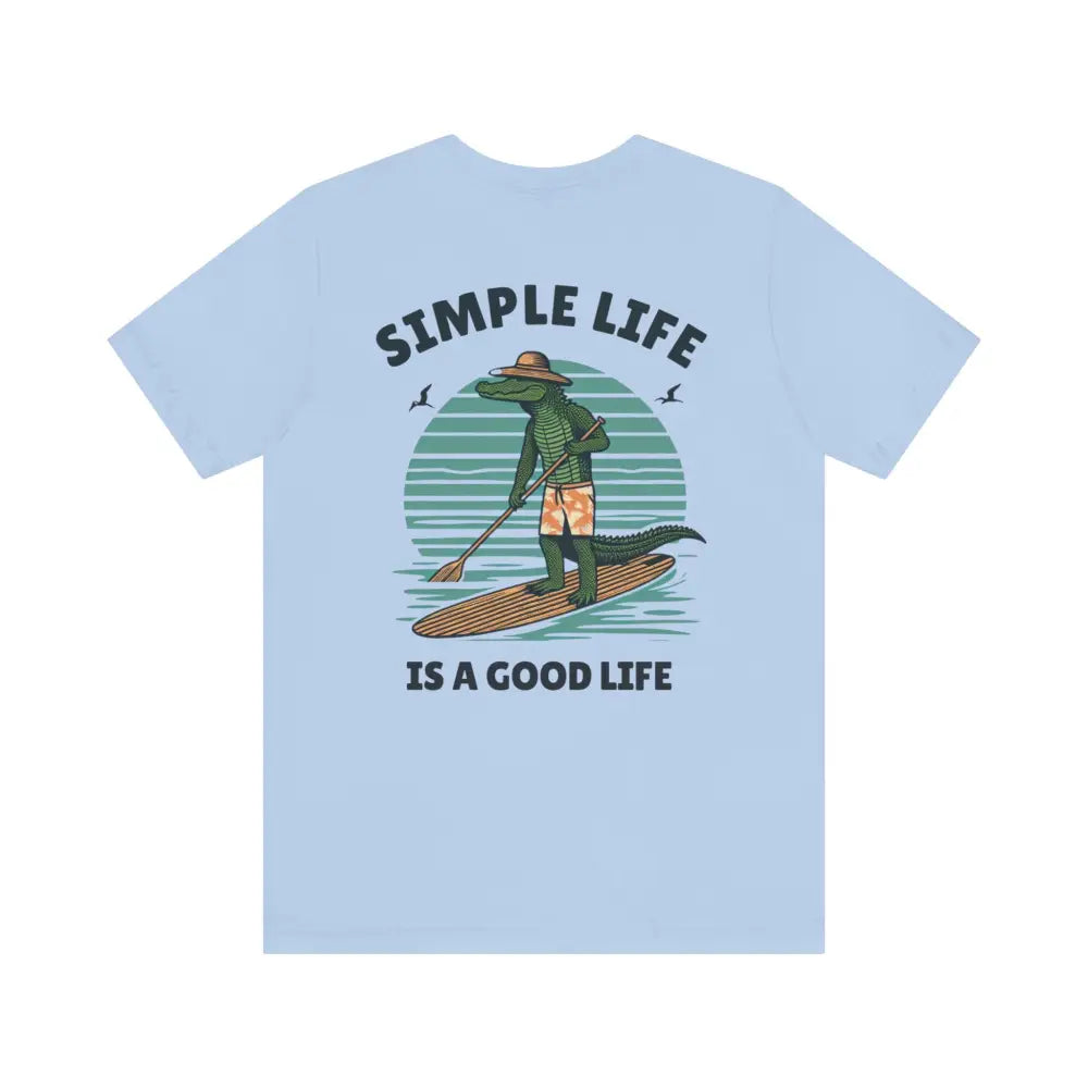Best Life Alligator Graphic Tee: Light Blue Paddleboarding Alligator