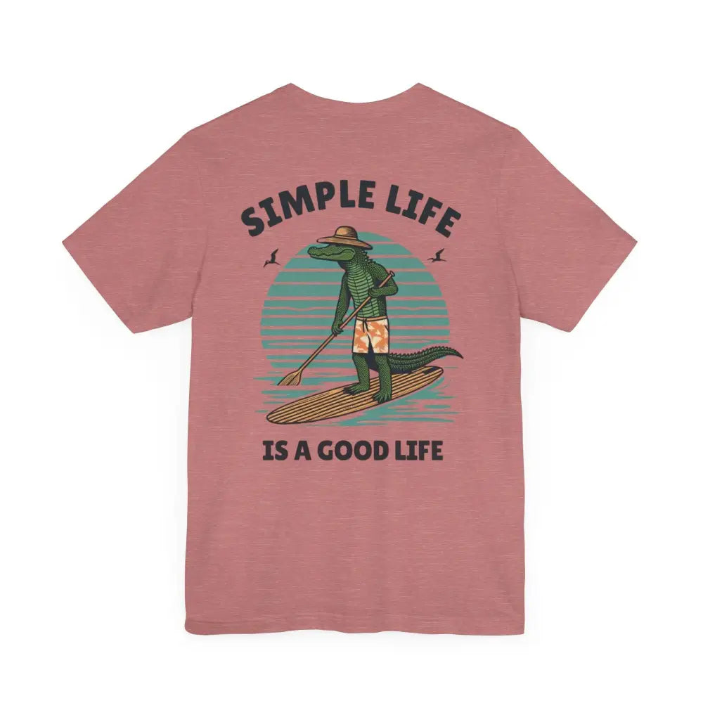 Pink Best Life Alligator Graphic Tee with crocodile paddleboarding