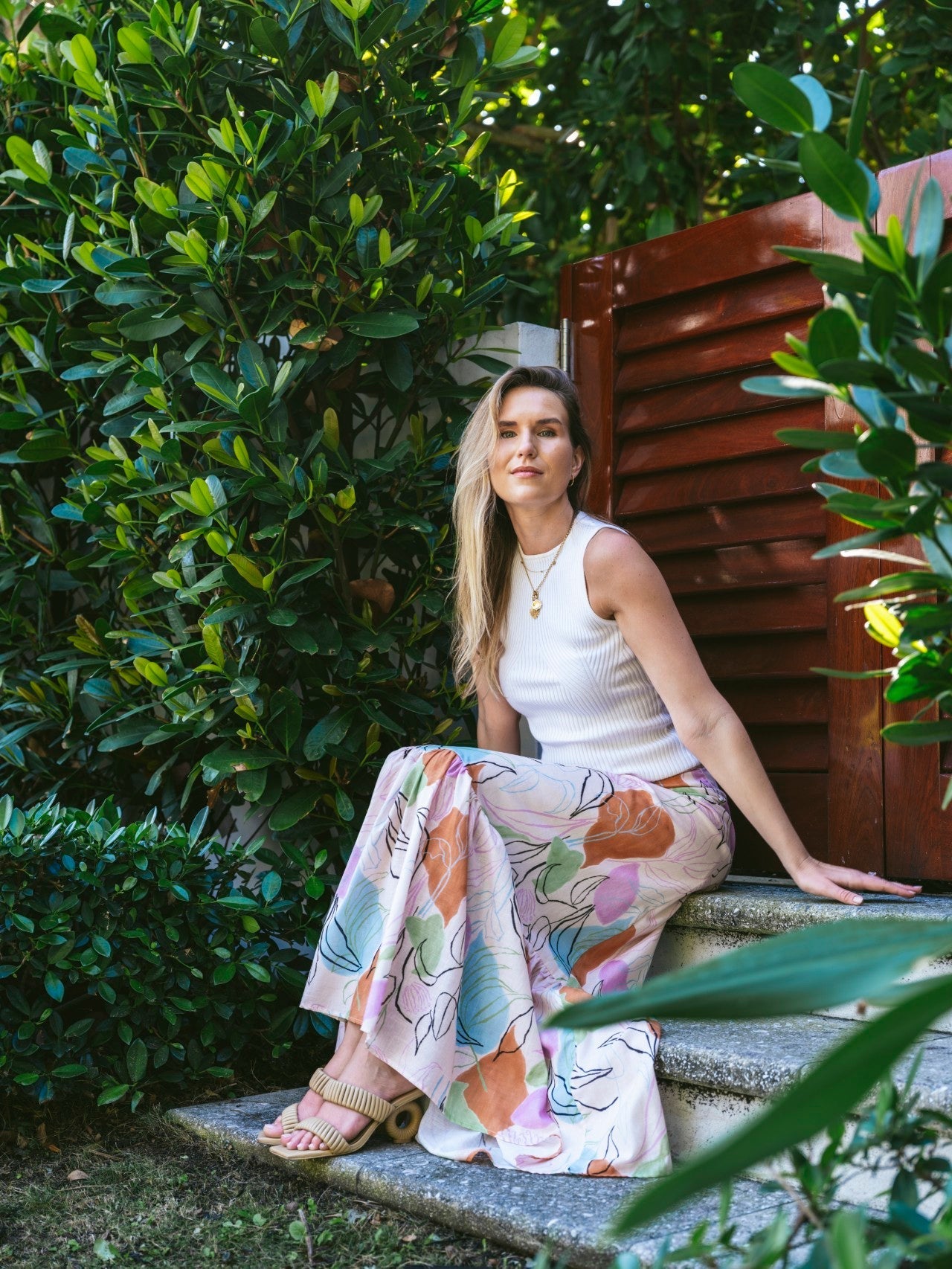 Lizzie Maxi Skirt – Cabana Print | Luxury Cotton Linen Blend - Triniskies