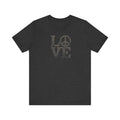 Dark gray unisex t-shirt with Love peace sign graphic tee