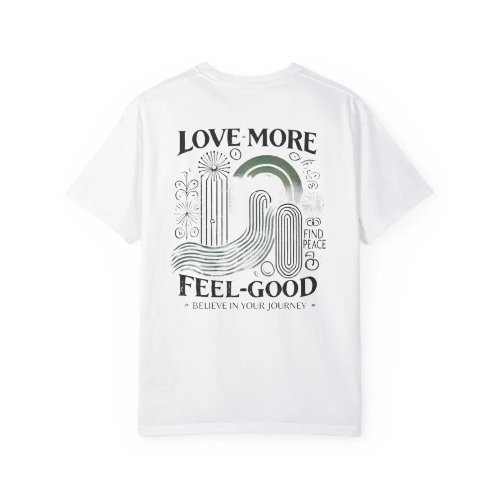 Journey Comfort Colors white graphic tee embracing positivity