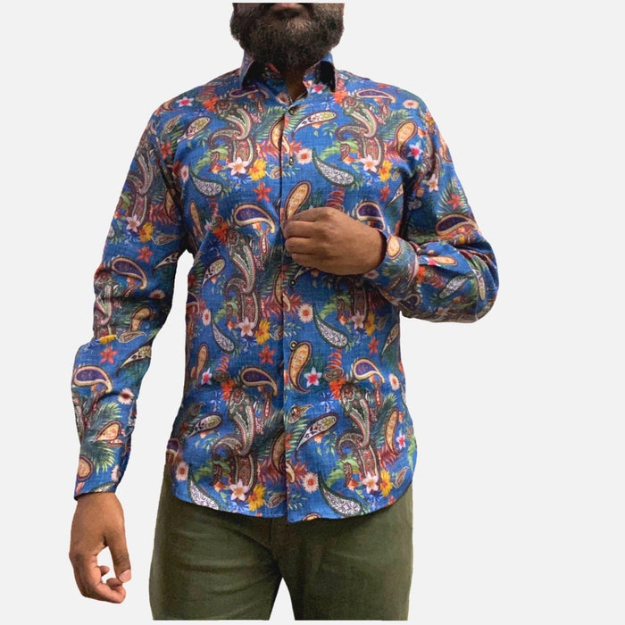 Luchiano Visconti Medium / Multicolor Luchiano Visconti Paisley Button Down Men's Shirt 4877, Multi, Medium * men954