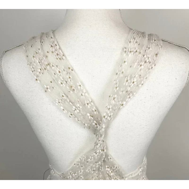 Lulus Daisy Floral Tulle Twist Back Skater Mini Dress White* Size Small WD29 - Triniskies