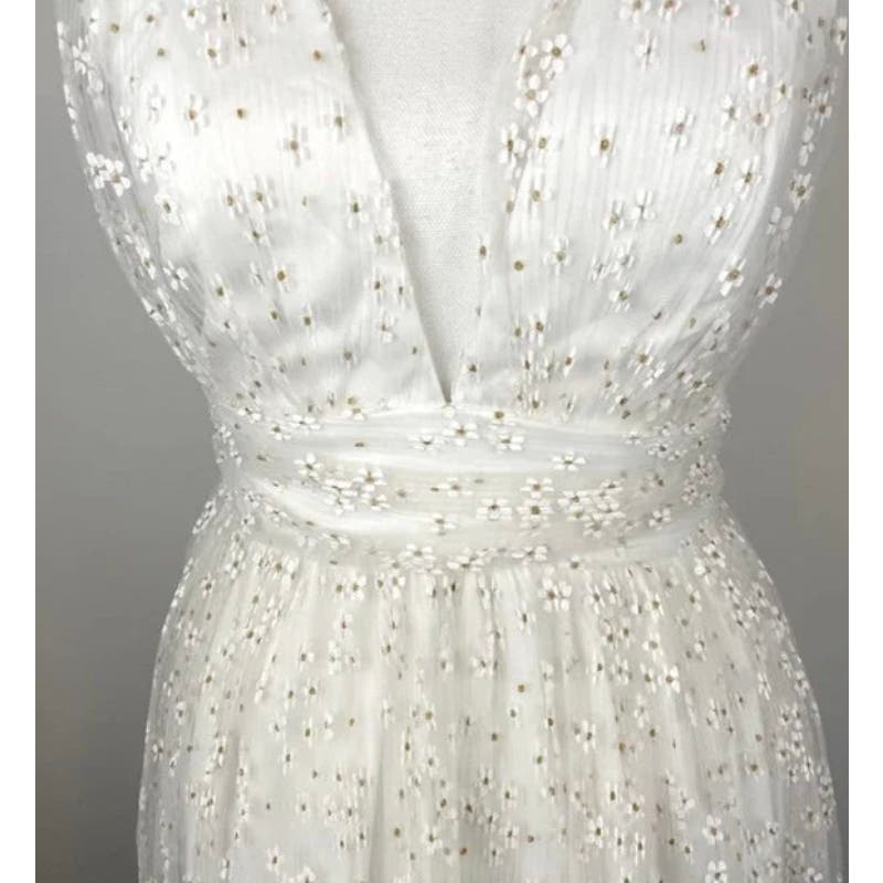 Lulus Daisy Floral Tulle Twist Back Skater Mini Dress White* Size Small WD29 - Triniskies