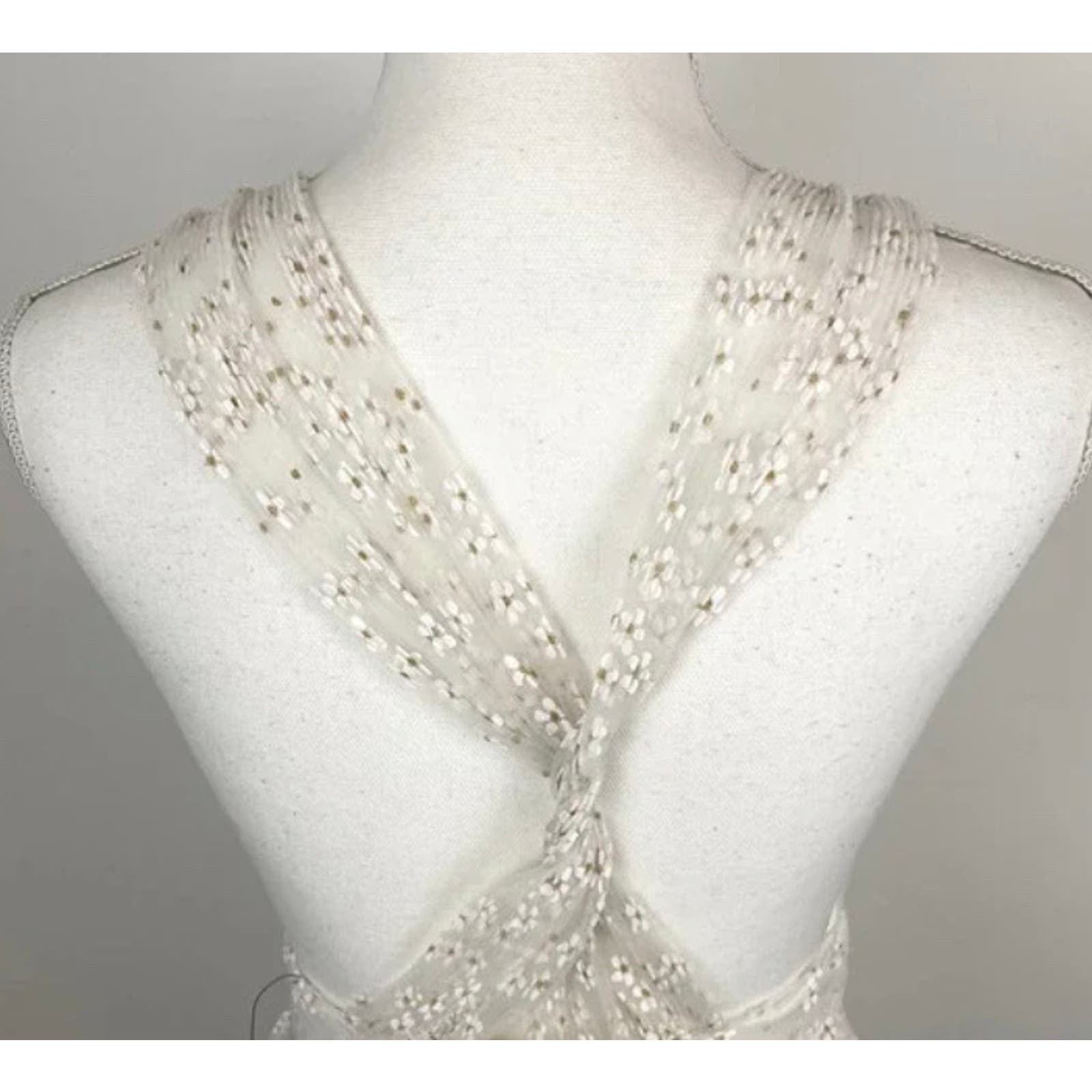 Lulus Daisy Floral Tulle Twist Back Skater Mini Dress White Size XS WD28 - Triniskies