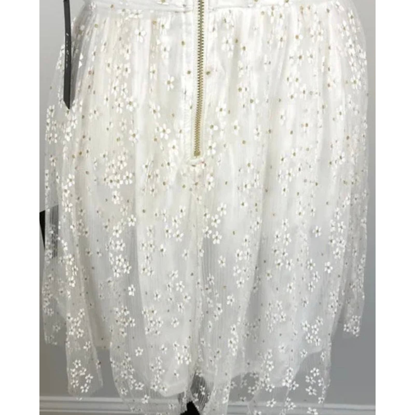 Lulus Daisy Floral Tulle Twist Back Skater Mini Dress White Size XS WD28 - Triniskies