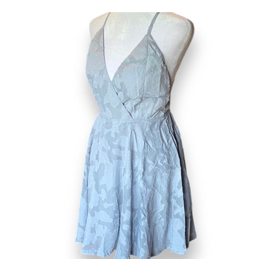 Lulus Days of Beauty Dusty Blue Burnout Skater Dress* Size Small WD24 - Triniskies