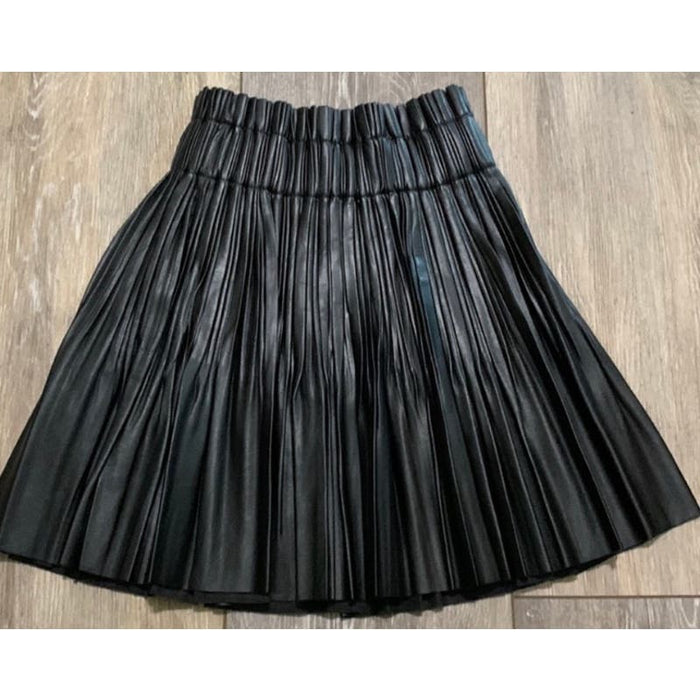 Lulus Medium / Black Lulus Pleated High-Waisted Vegan Leather Skirt - Size Medium - *WD26