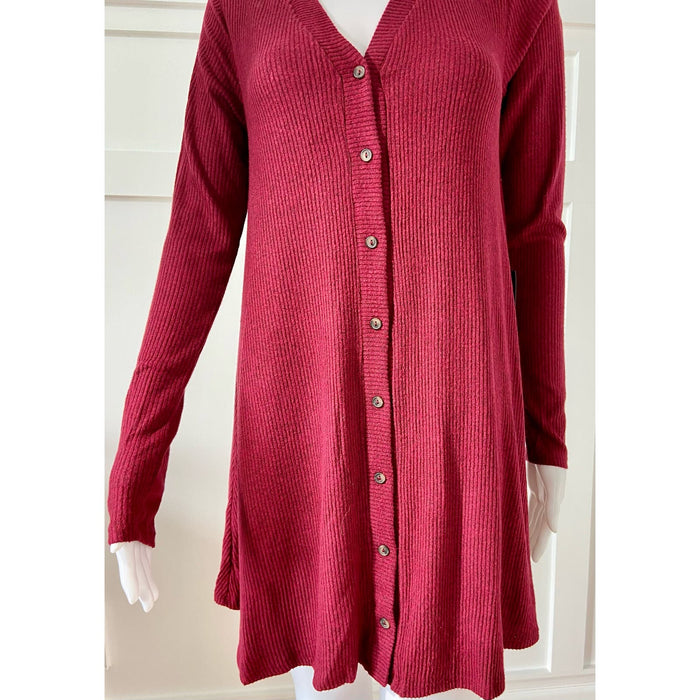 Lulus XS / Red Lulus Ribbed Lightweight Sweater Ruby Red Dress XS* Stylish Cardigan WD39