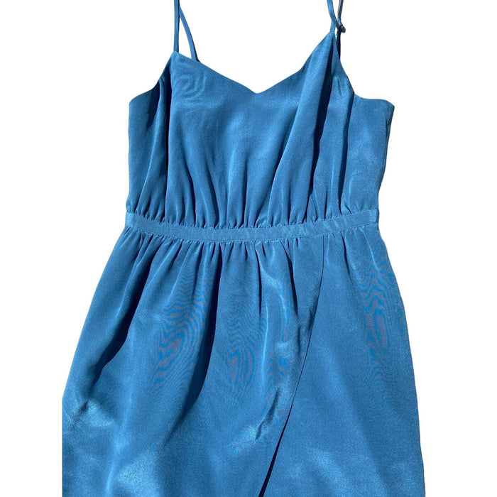 Madewell Madewell 100% Silk Sandstar Mini Dress Size 00 Teal Blue Adjustable