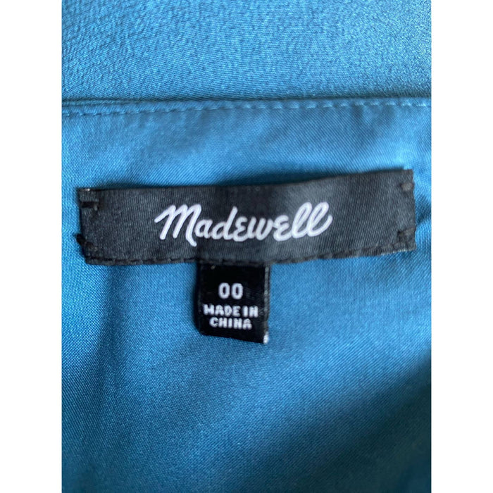 Madewell Madewell 100% Silk Sandstar Mini Dress Size 00 Teal Blue Adjustable