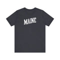 Maine Pride Tee dark gray short-sleeved graphic t-shirt with Maine print