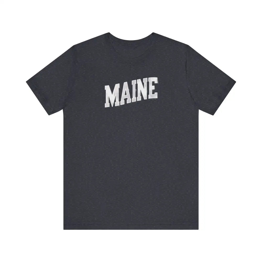 Maine Pride Tee dark gray short-sleeved graphic t-shirt with Maine print