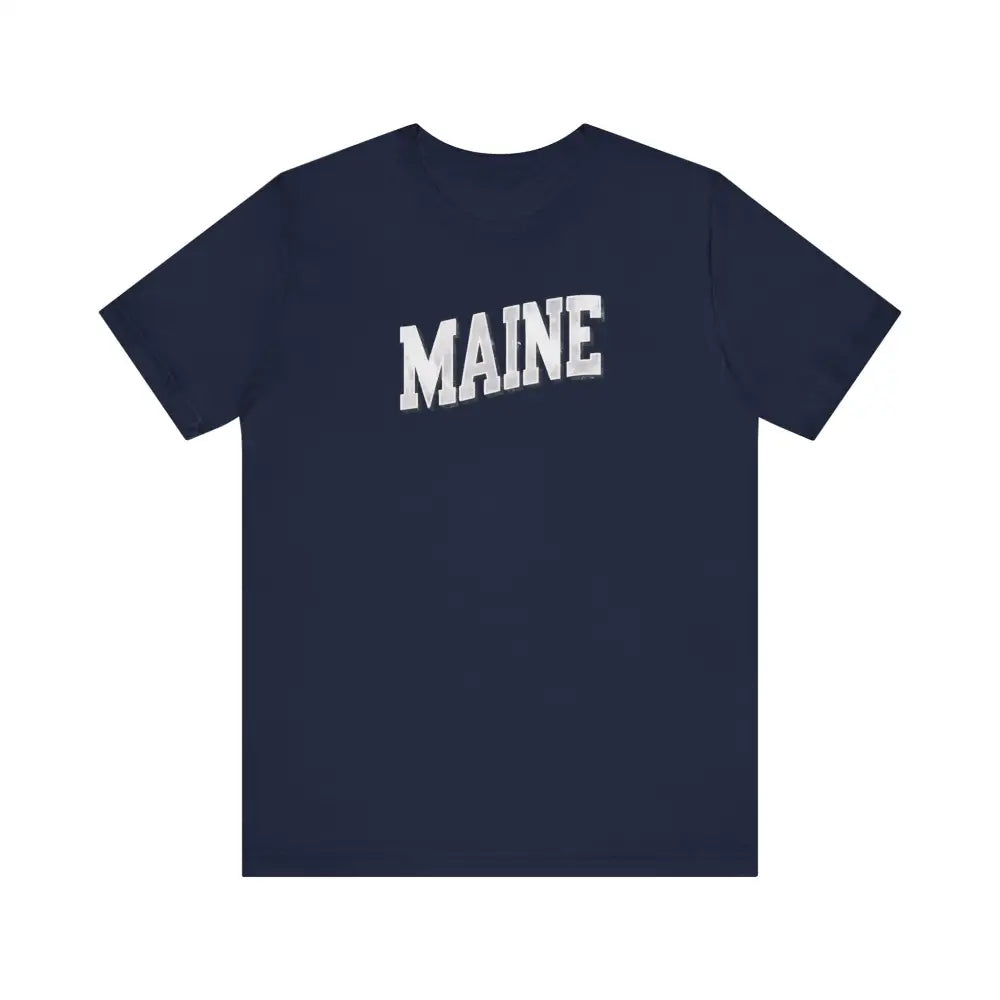 Navy blue Maine Pride Tee with MAINE graphic print