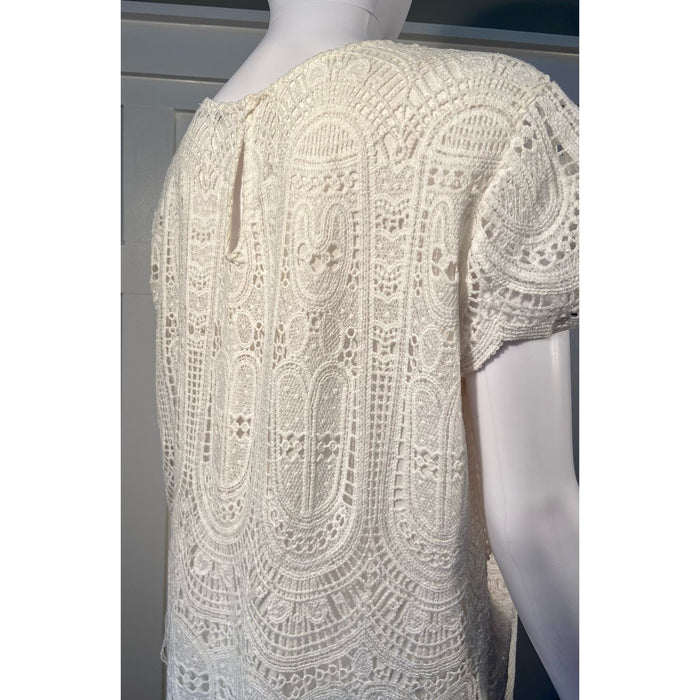 Mango Small / White Mango Crochet Knit Dress - Classy White Summer Elegance - Size Small* WD38