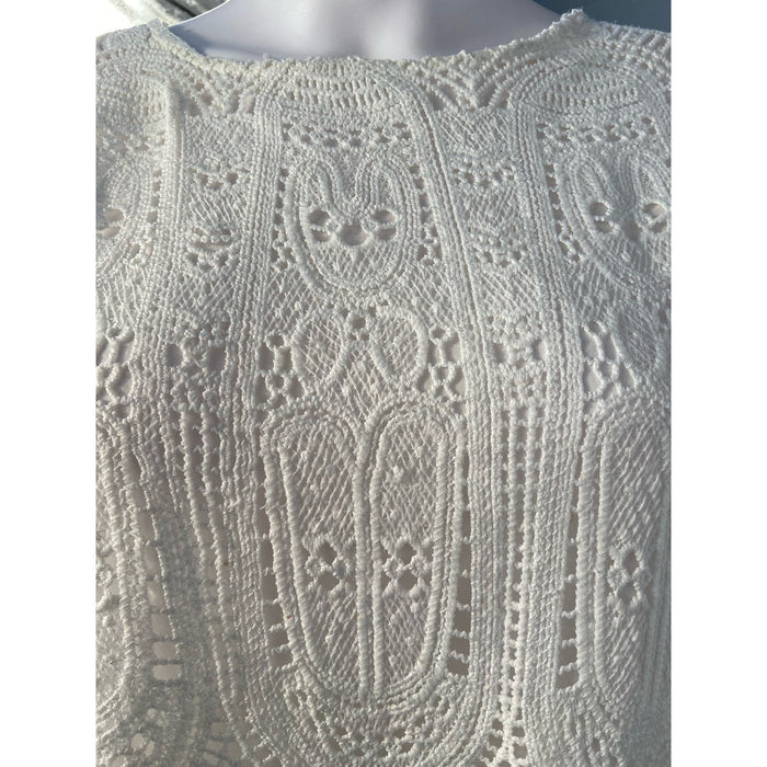 Mango Small / White Mango Crochet Knit Dress - Classy White Summer Elegance - Size Small* WD38