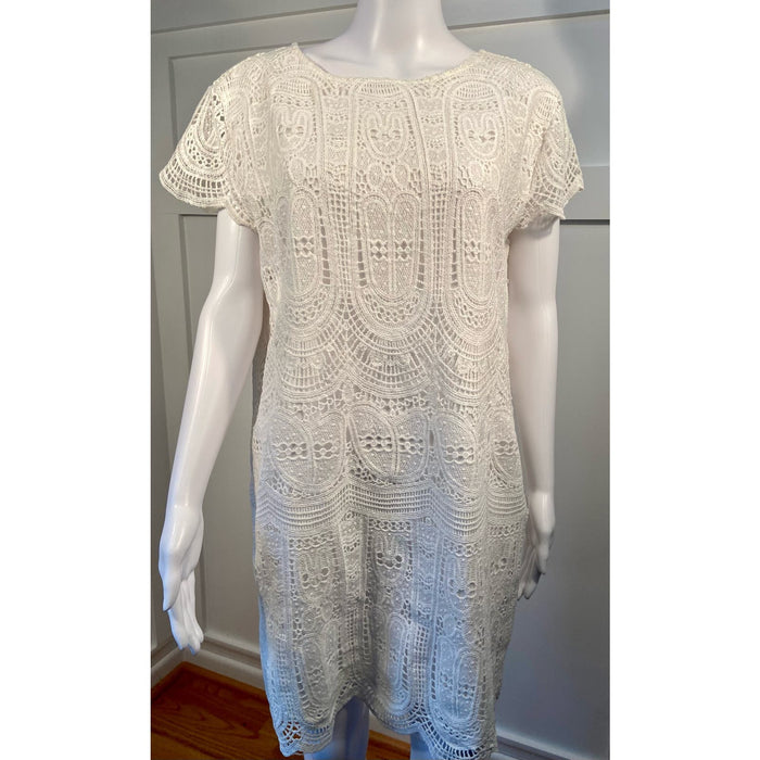 Mango Small / White Mango Crochet Knit Dress - Classy White Summer Elegance - Size Small* WD38