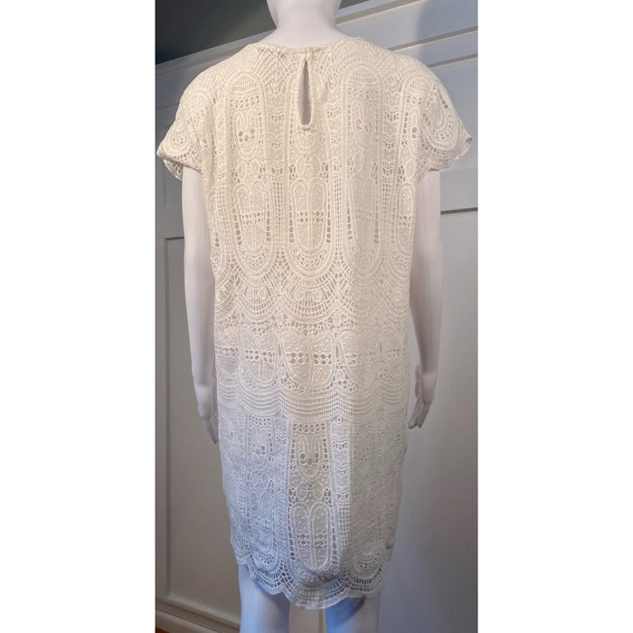 Mango Small / White Mango Crochet Knit Dress - Classy White Summer Elegance - Size Small* WD38