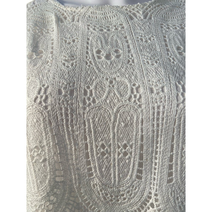 Mango Small / White Mango Crochet Knit Dress - Classy White Summer Elegance - Size Small* WD38