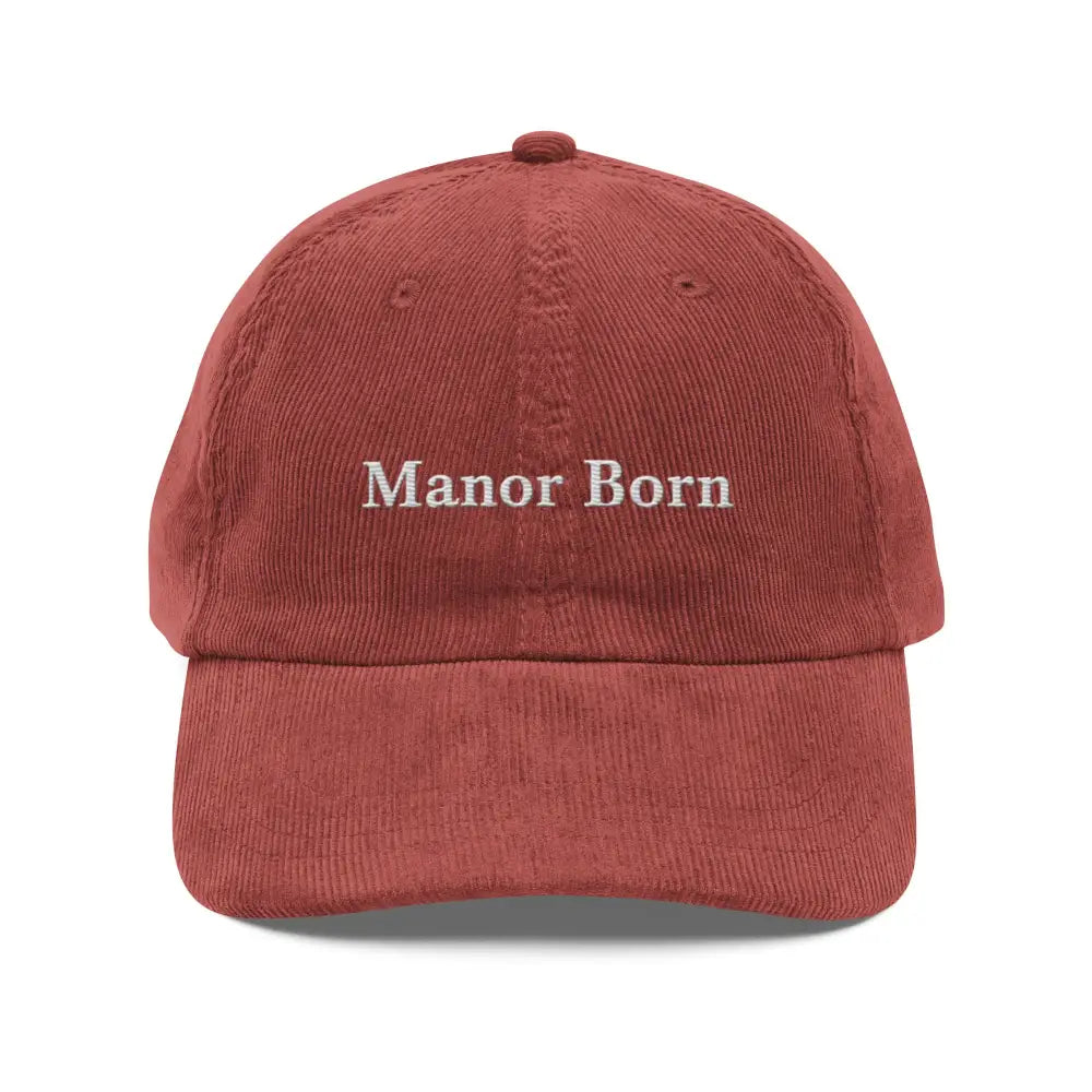 Trini Skies embroidered vintage corduroy cap in reddish-brown