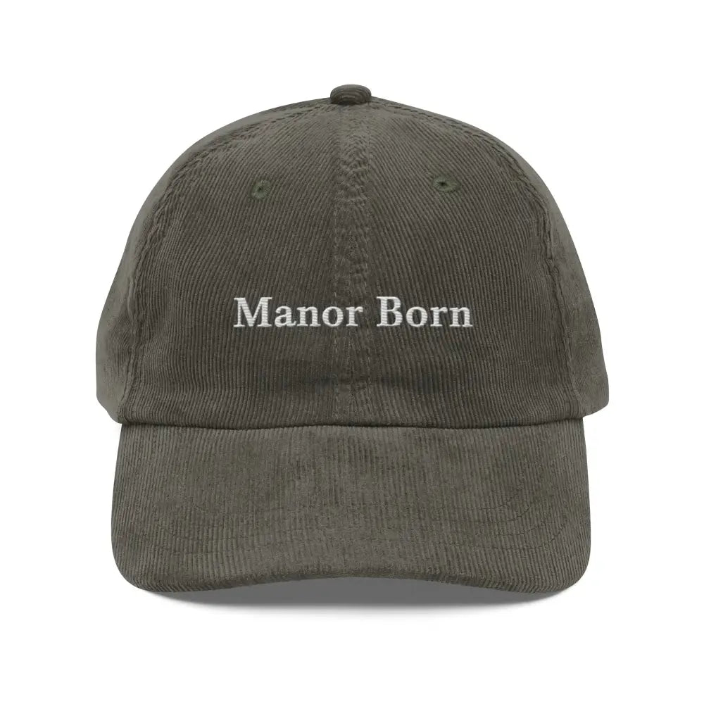 Olive green embroidered vintage corduroy Trini Skies classic heritage hat