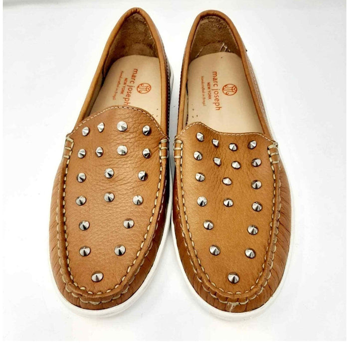 Marc Joseph New York 1.5 / Tan Noubuck / Leather Marc Joseph NY Kids Boys/Girls Leather Studded Loafer, Tan Nubuck, 1.5 M US