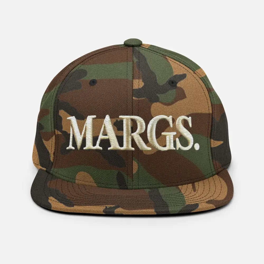 Camo Embroidered Margs Flat Brim Baseball Cap by Trini Skies
