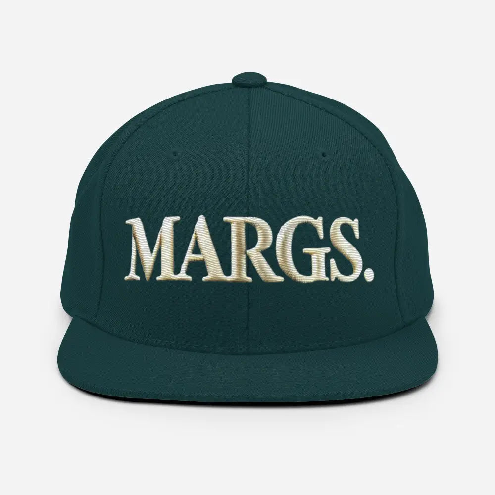 Dark green embroidered Margarita snapback flat brim baseball cap