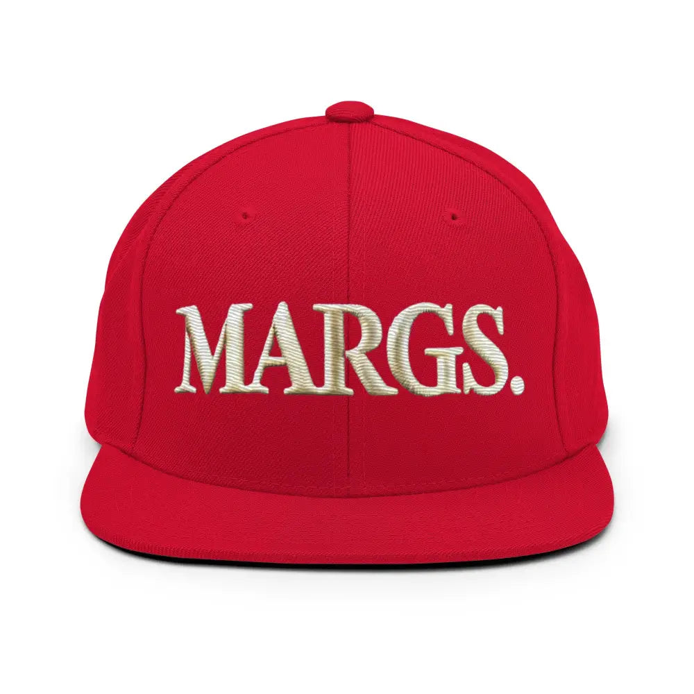 Red Embroidered Margarita Snapback Flat Brim Baseball Cap