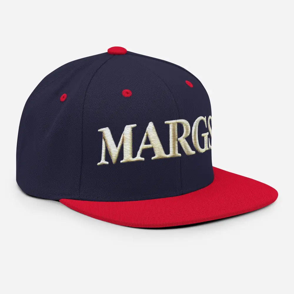 Navy blue and red embroidered Margarita snapback hat by Trini Skies