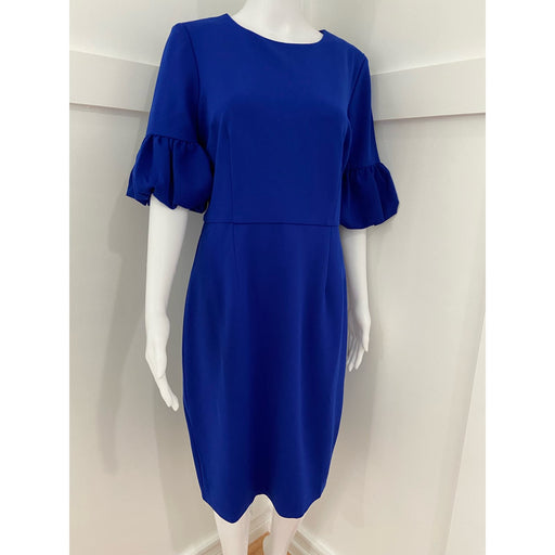 Marina 10 / Blue Marina Crepe Bubble Sleeve Blue Dress New in Plastic* Size 10 WD41