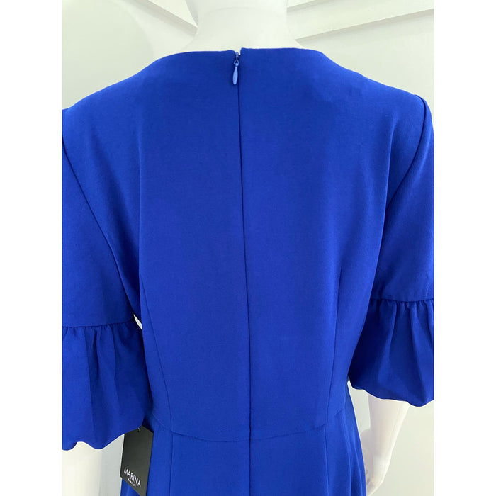 Marina 10 / Blue Marina Crepe Bubble Sleeve Blue Dress New in Plastic* Size 10 WD41