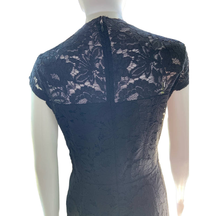 Marina by Marina Bresler 6 / Black Marina Lace Cap Sleeve Tie Crop Jumpsuit - Size 6* Elegant Black Ensemble wom510