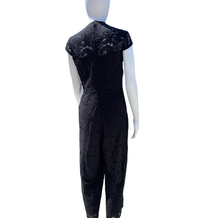 Marina by Marina Bresler 6 / Black Marina Lace Cap Sleeve Tie Crop Jumpsuit - Size 6* Elegant Black Ensemble wom510