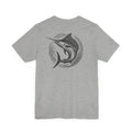 Grey marlin fishing graphic on classic unisex jersey tee