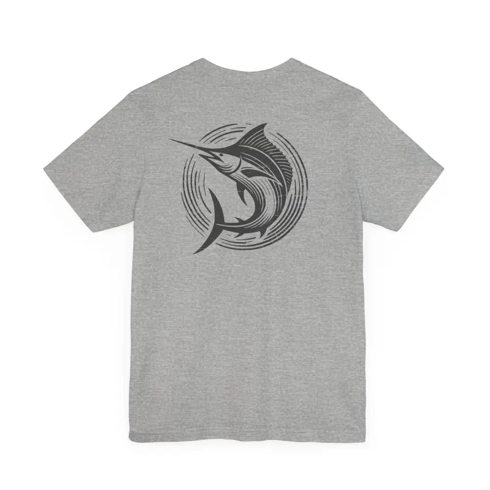 Grey marlin fishing graphic on classic unisex jersey tee