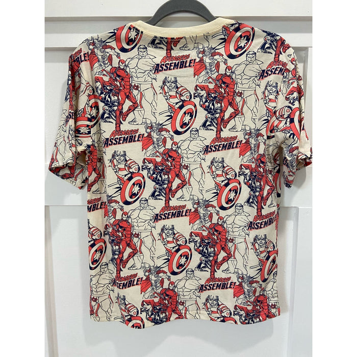 Marvel Small (10) / Tan/Red Marvel Comics Avengers Assemble Repeat Graphic T-Shirt - Size Small (10). K66 *