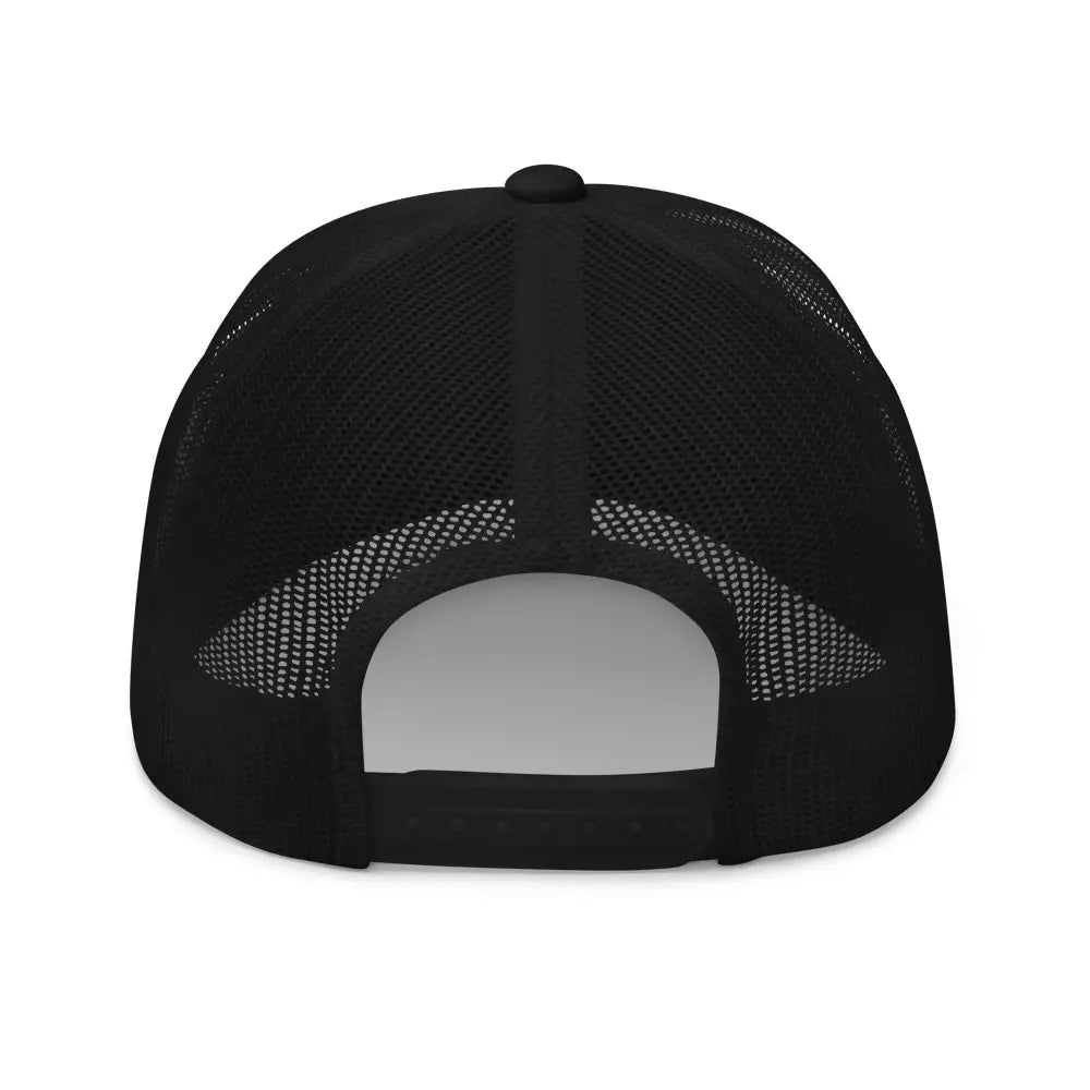 Black embroidered trucker cap for matcha lovers, café culture series