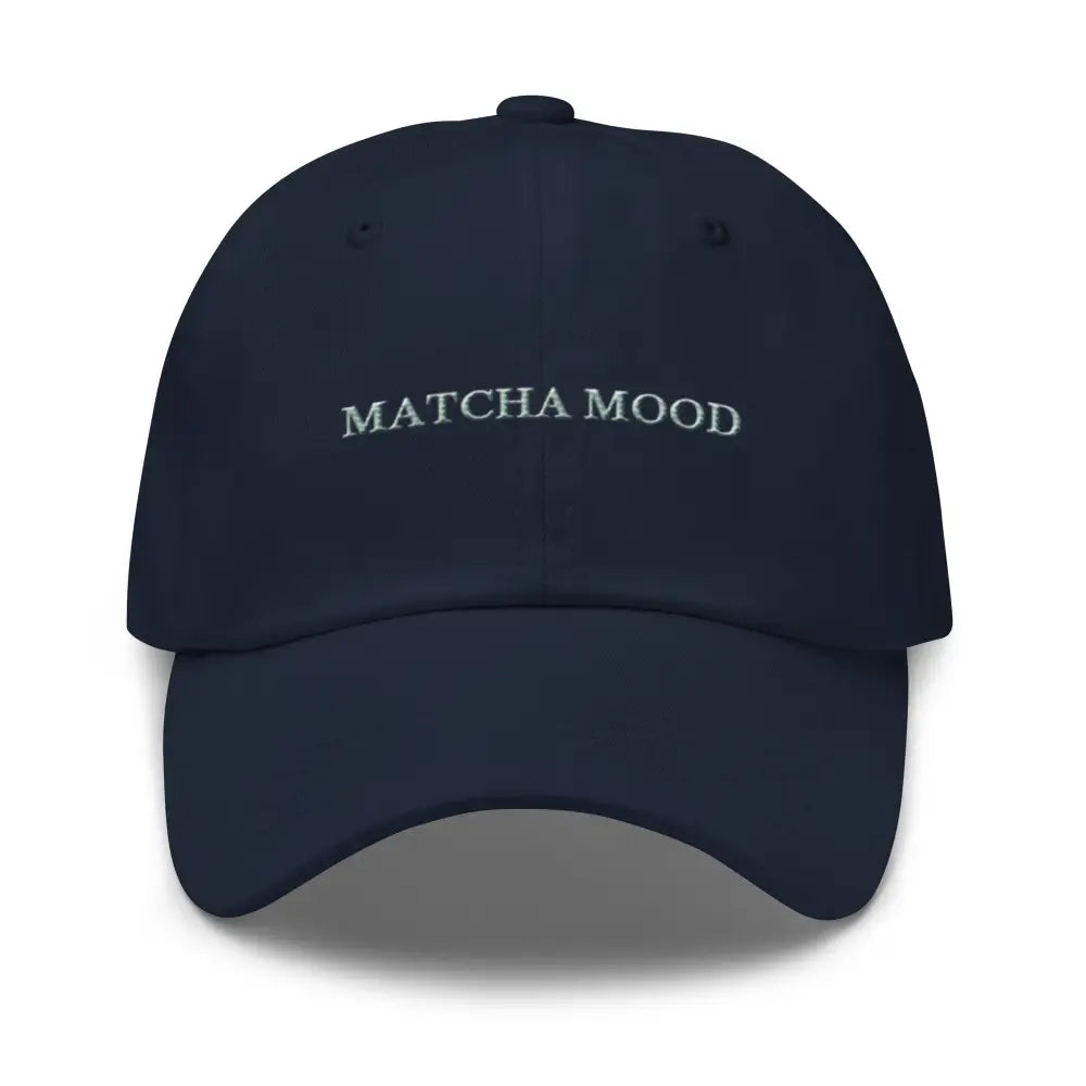 Dark blue Matcha Mood embroidered baseball cap by Trini Skies